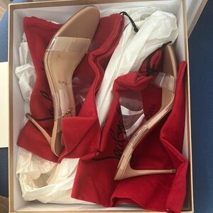 Christian Louboutin Tan and Red Heels